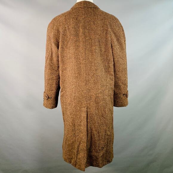 AIME LEON DORE Size M Brown Beige Herringbone Wool Hidden Buttons Raglan Coat - Picture 4 of 9
